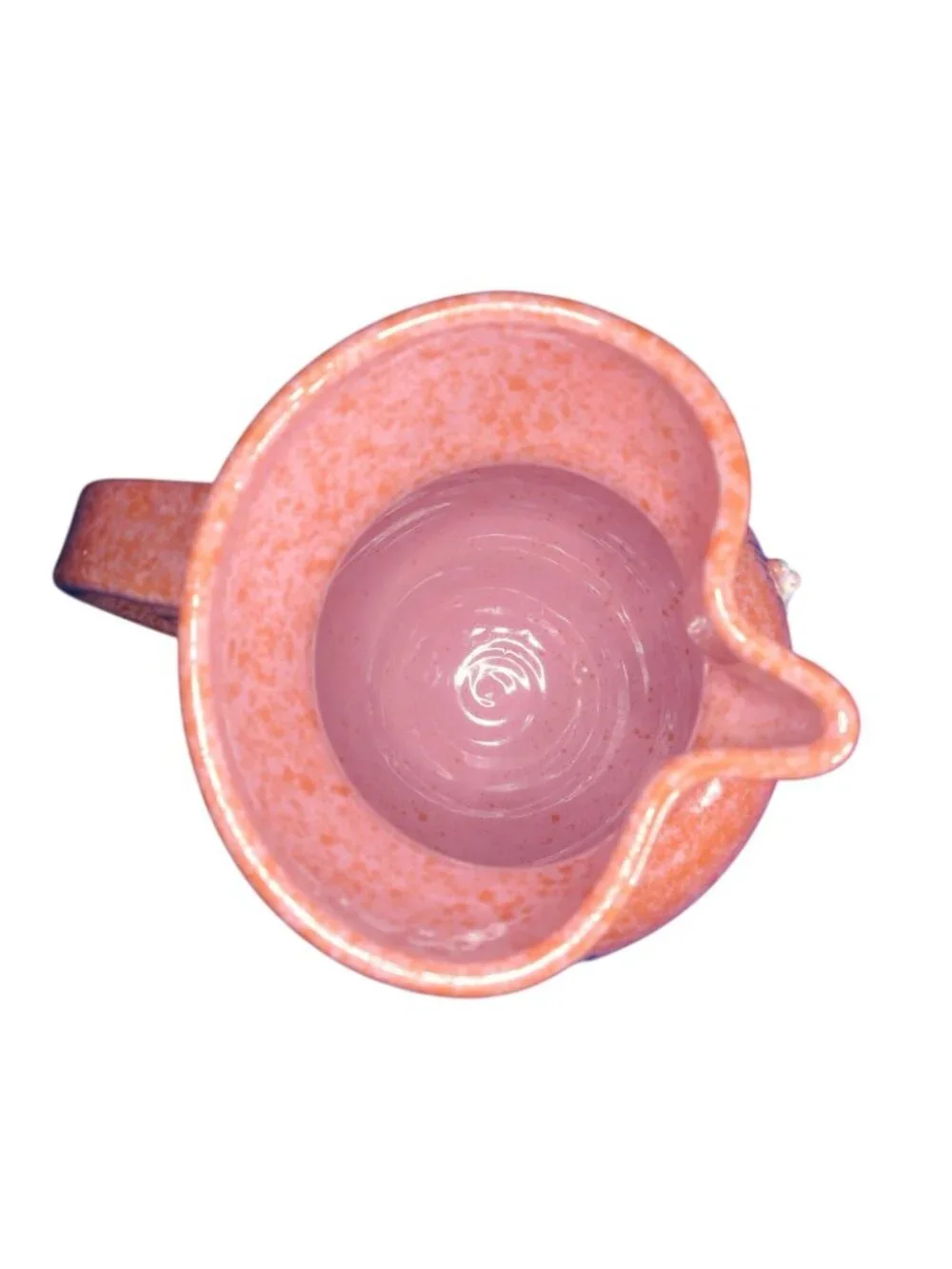 Vintage E&R Italy Pitcher – Pink Speckled Stoneware, Raised Wheat, Mid-Century